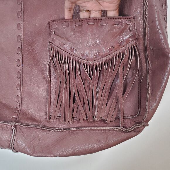 Free People Women’s Large Brown Leather Tote Bag Boho Distressed Weekender - Picture 2 of 15